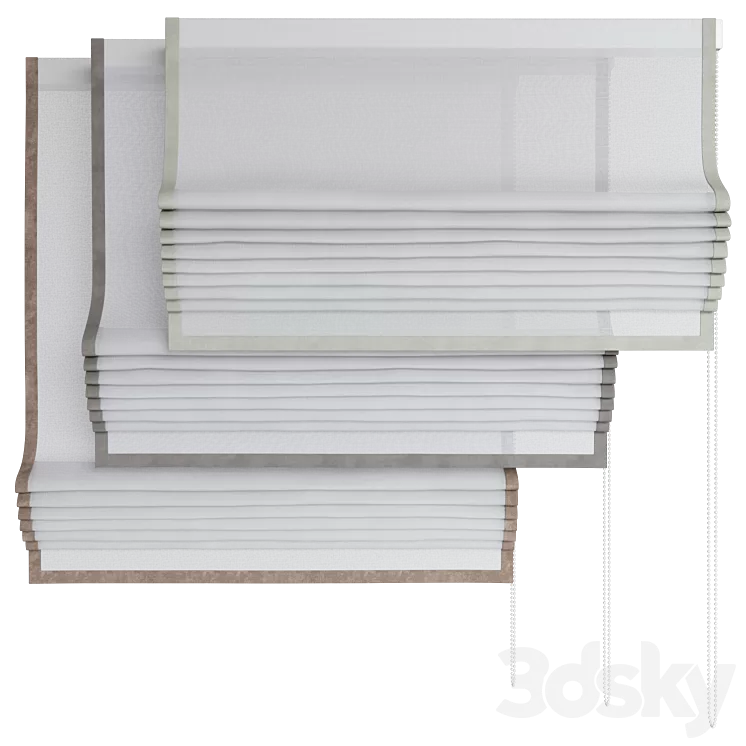 Roman Curtains 188 | Light Weight Linen Roman with Ribbon | Etsy | Sheer Fabric 3D Model Free Download