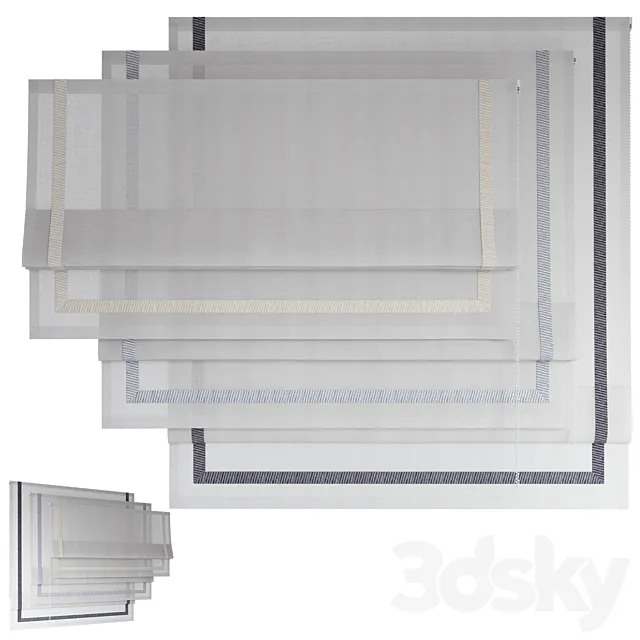 Roman Curtains 199 | Sheer Fabric | Roman Shades with Ribbon 3D Model Roman Curtains 199 | Sheer Fabric | Roman Shades with Ribbon 3D Model