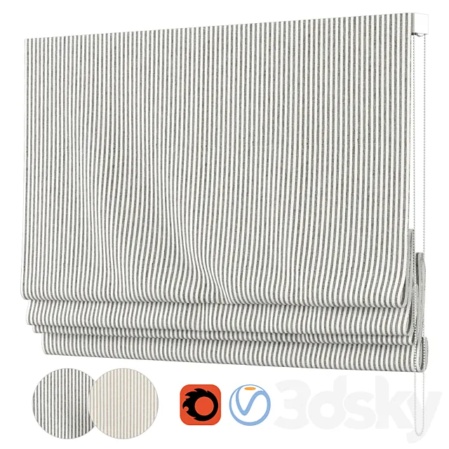 Roman Curtains 20 | Pottery Barn | Wheaton Stripe Shade 3DModel