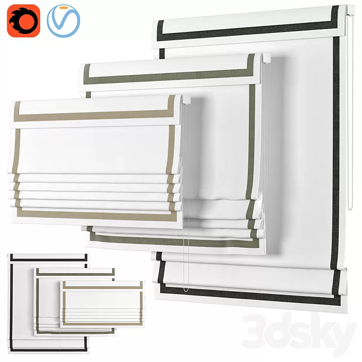 Roman Curtains 23 | LOGANOVA Shades | FAUX LINEN BORDER 3D Model Roman Curtains 23 | LOGANOVA Shades | FAUX LINEN BORDER 3D Model