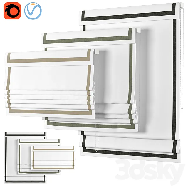 Roman Curtains 23 | LOGANOVA Shades | FAUX LINEN BORDER 3DModel Roman Curtains 23 | LOGANOVA Shades | FAUX LINEN BORDER 3DModel