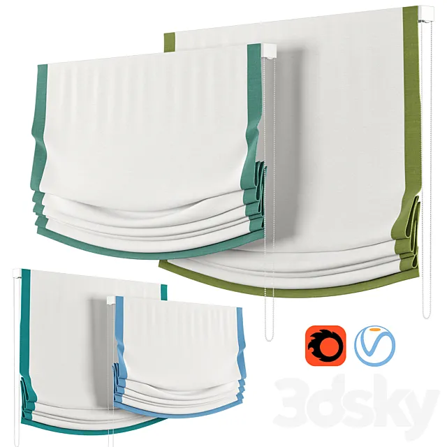 Roman Curtains 26 | Etsy | Relaxed | White with Dolce Cape Border 3DModel Roman Curtains 26 | Etsy | Relaxed | White with Dolce Cape Border 3DModel