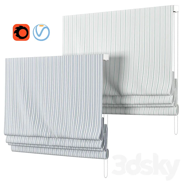 Roman Curtains 27 | Laura Ashley | Heacham stripe 3D Model Roman Curtains 27 | Laura Ashley | Heacham stripe 3D Model