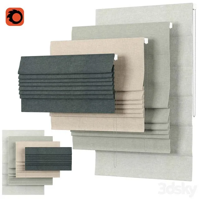 Roman Curtains 30 English Blinds Solo 3D Model Roman Curtains 30 English Blinds Solo 3D Model