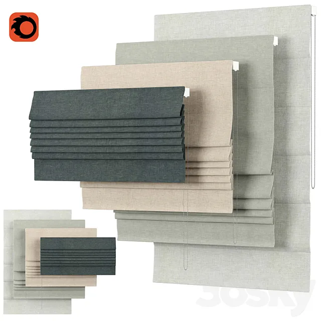 Roman Curtains 30 | English Blinds | Solo 3D Model Roman Curtains 30 | English Blinds | Solo 3D Model