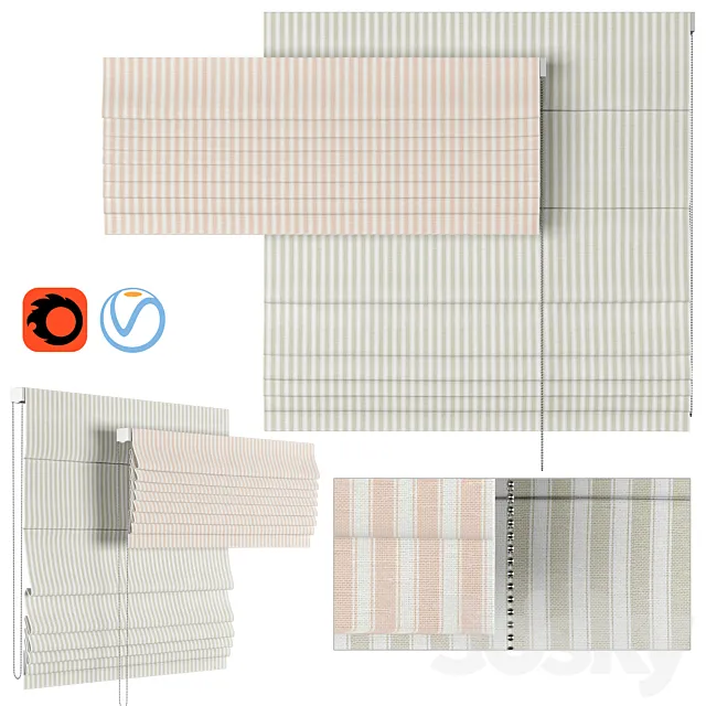 Roman Curtains 35 | Tiger stripe 3D Model Roman Curtains 35 | Tiger stripe 3D Model