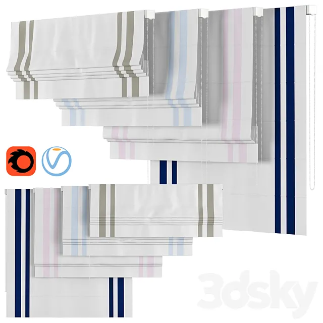 Roman Curtains 74 | Pottery Barn Kids | Harper Classic Border Cordless Blackout Roman Shade 3D Model Roman Curtains 74 | Pottery Barn Kids | Harper Classic Border Cordless Blackout Roman Shade 3D Model