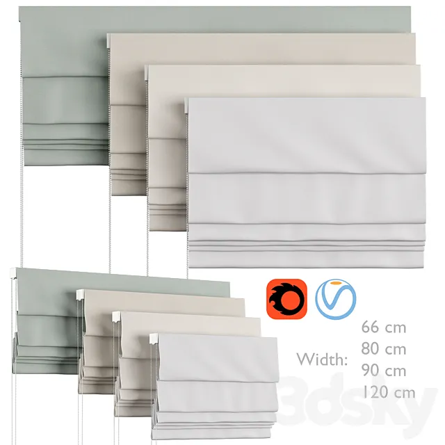 Roman Curtains 87 | Pottery Barn | Custom Belgian Linen Cordless Shade Made with Libeco 3D Model Roman Curtains 87 | Pottery Barn | Custom Belgian Linen Cordless Shade Made with Libeco 3D Model