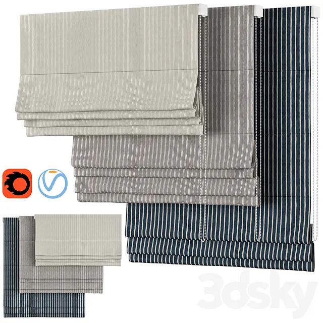 Roman Curtains 90 | Rowing Stripe 3D Model Roman Curtains 90 | Rowing Stripe 3D Model