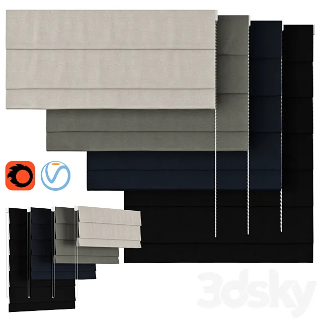 Roman Curtains 92 | Lifestyle Roman Shades 3D Model Roman Curtains 92 | Lifestyle Roman Shades 3D Model