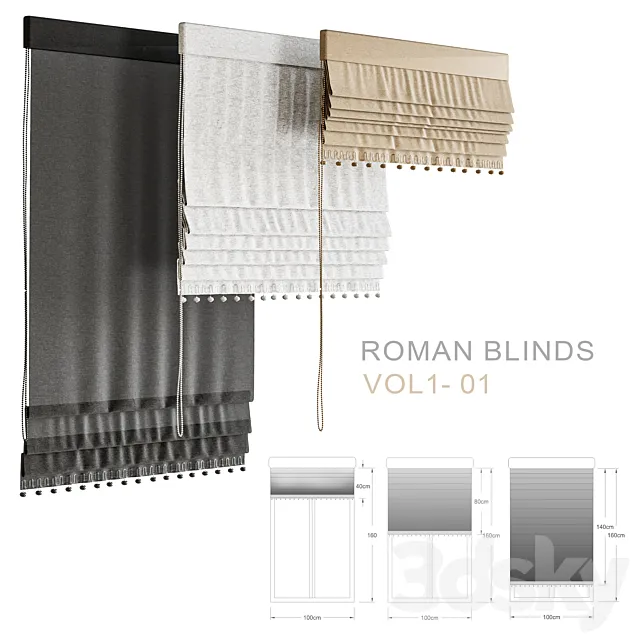 Roman_blinds_vol1_01 3D Model Roman_blinds_vol1_01 3D Model