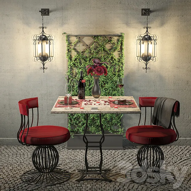 Romantic Dinner Table Outdoor 3DModel