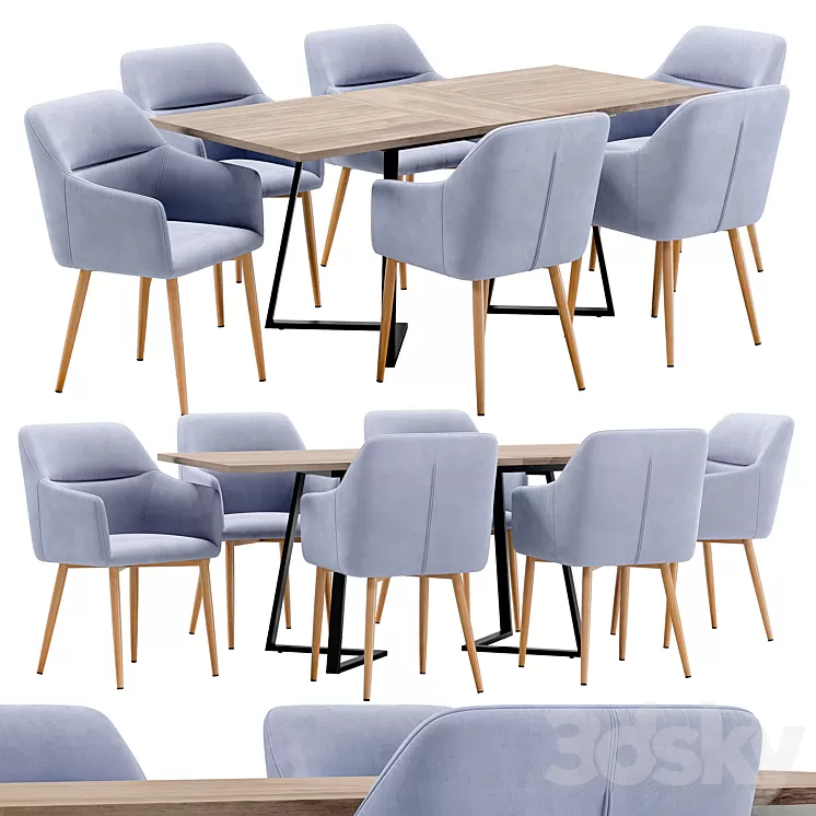Rome dining chair and Ronaldo table 3D Model Free Download