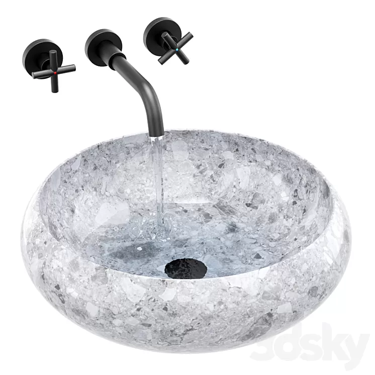 Ronda gray granite sink 3D Model Free Download