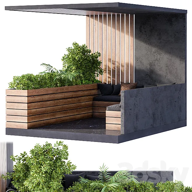 Roof Garden and Balcony Furniture 3D Model