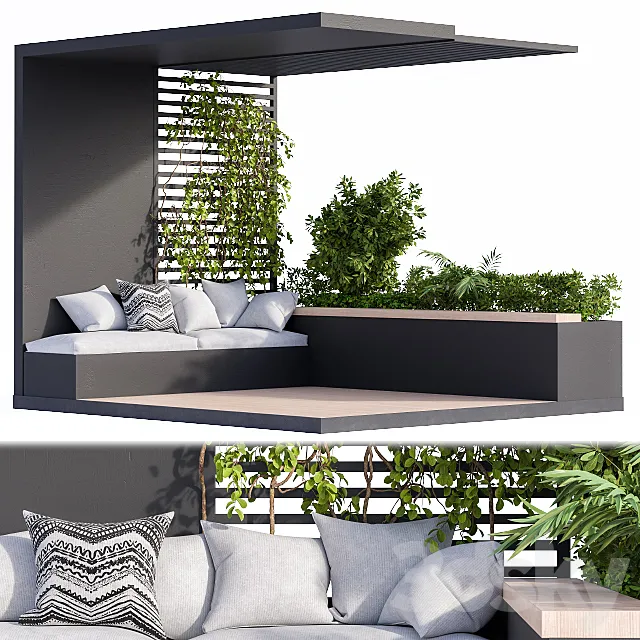 Roof Garden and Balcony Furniture Black Set 3DModel