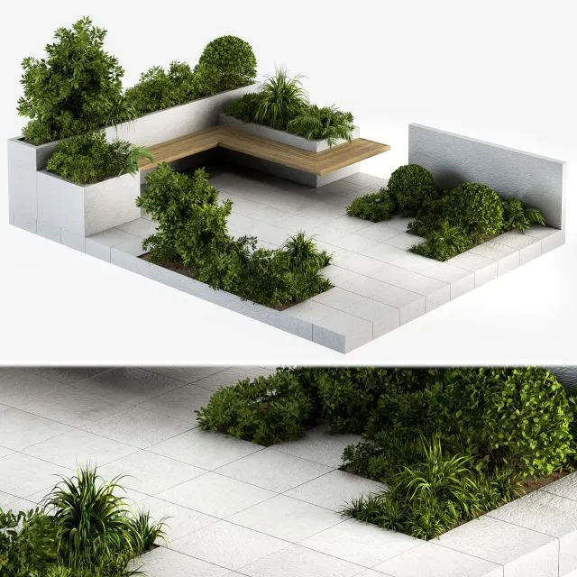 Roof Garden and Landscape Furniture 04 3D Model