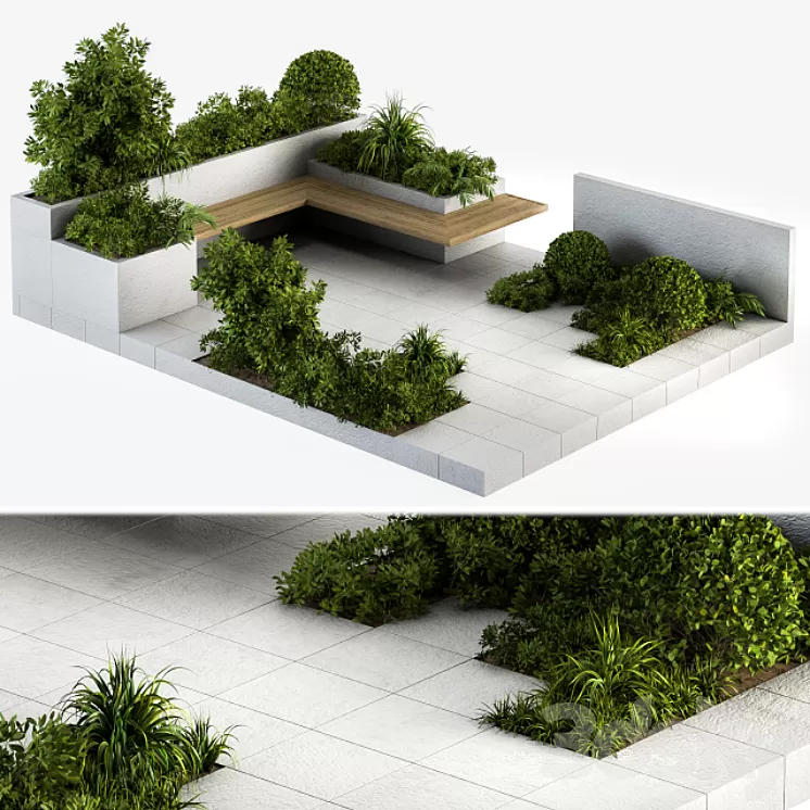 Roof Garden and Landscape Furniture 04 3D Model