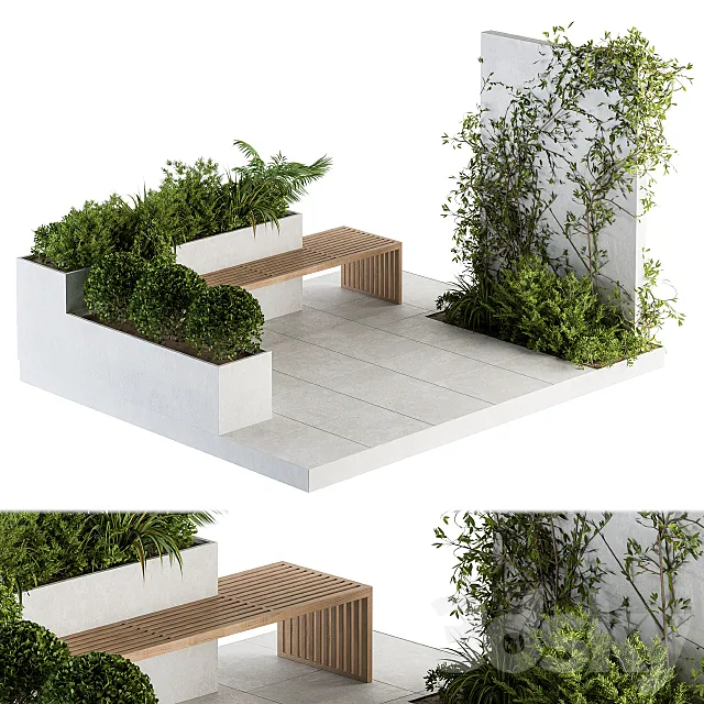 Roof Garden and Landscape Furniture with Pergola 06 3D Model