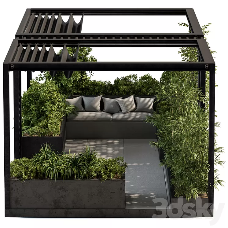 Roof Garden and Landscape Furniture with Pergola – Set 38 3D Model Roof Garden and Landscape Furniture with Pergola – Set 38 3D Model