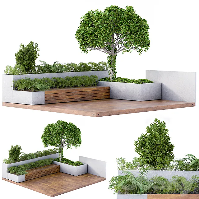 Roof Garden Furniture Seating and Garden Set 3DModel