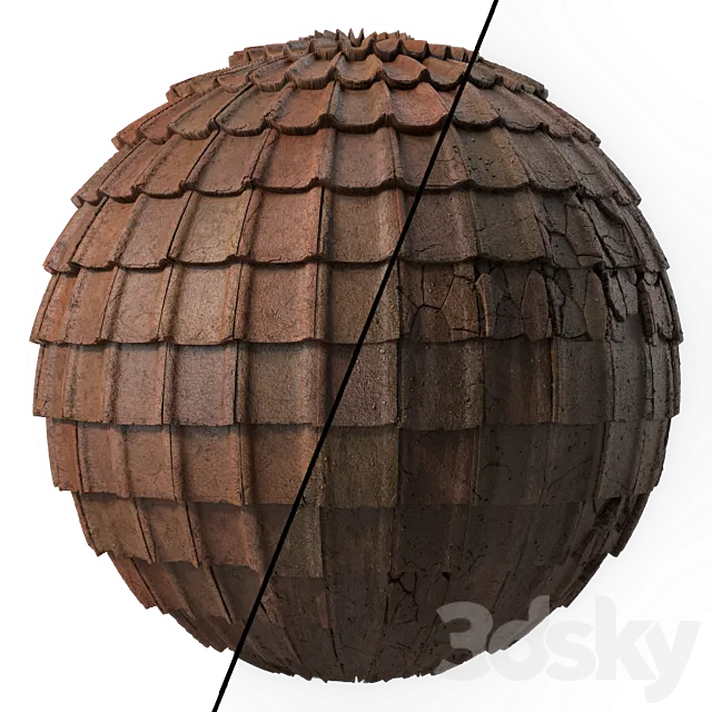 Roof Tile Materials 49- Concrete Roofing by Sbsar generator | Seamless Pbr 4k 3D Model
