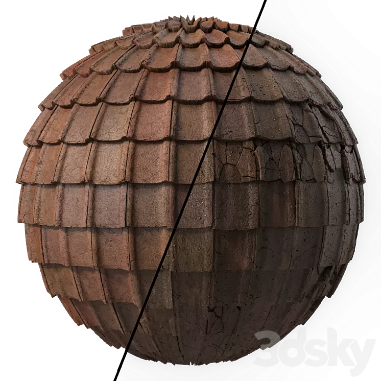 Roof Tile Materials 49- Concrete Roofing by Sbsar generator | Seamless Pbr 4k 3D Model