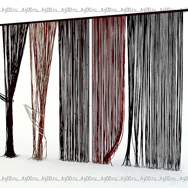 Rope curtains (muslin) with beads 3DModel