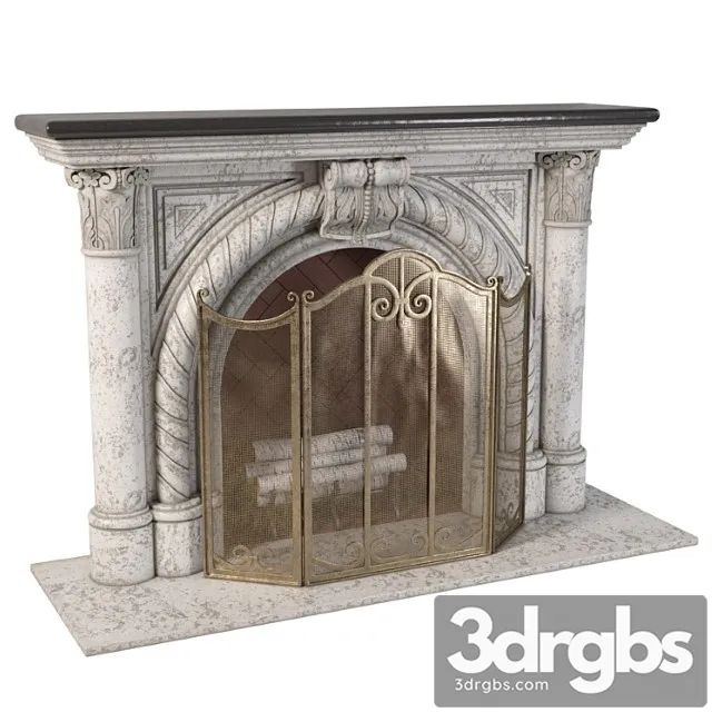 Rope edge fireplace mantel 3D Model Download