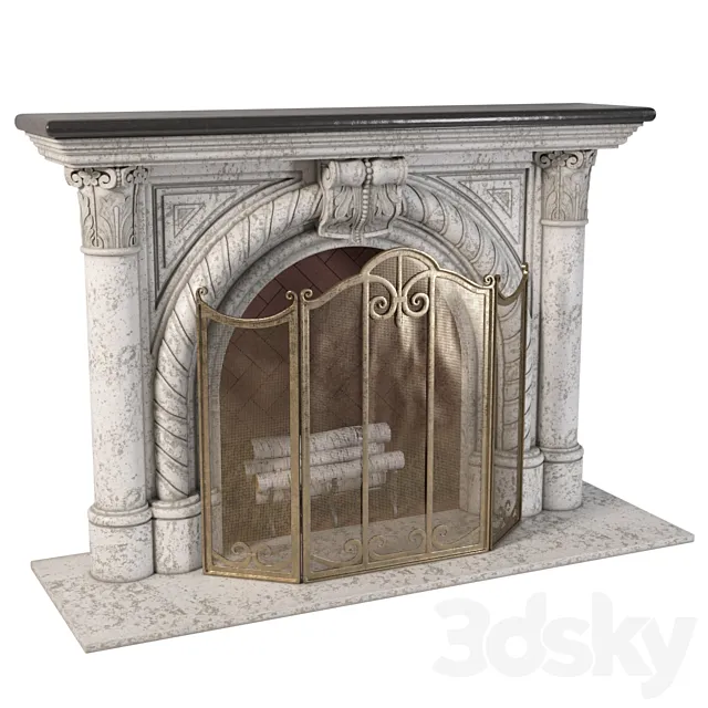 Rope Edge Fireplace Mantel 3DModel