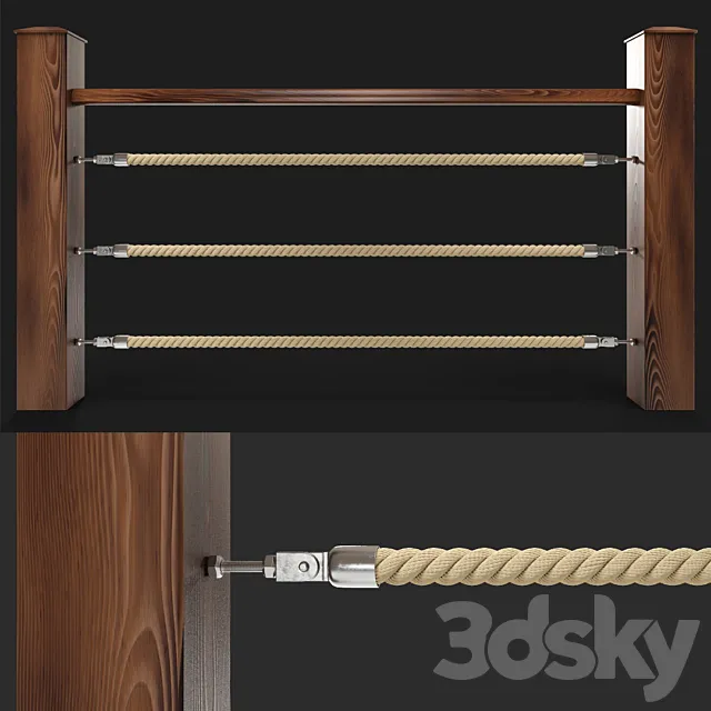 Rope fencing 3D Model Rope fencing 3D Model