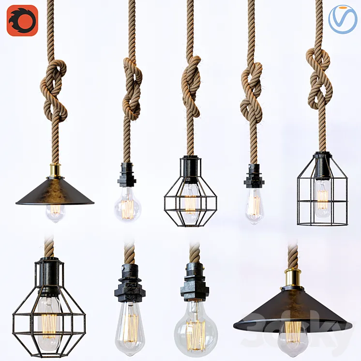 rope pendant light 3D Model Free Download