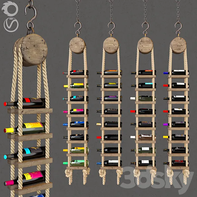 rope wine shelv 3D Model