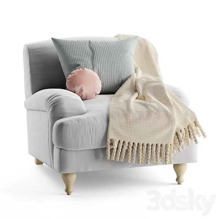 Rose fabric armchair 3D Model