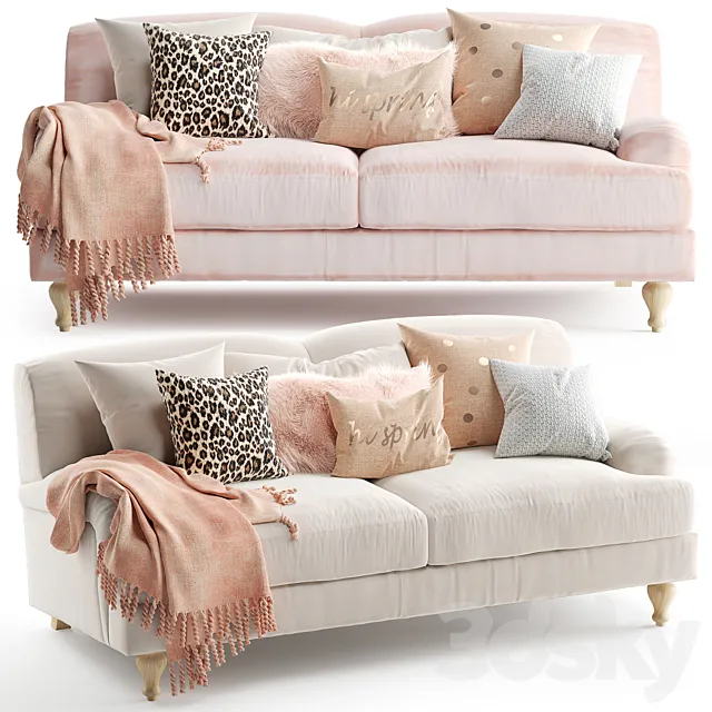 Rose Fabric Sofa 2 seater 3D Model Rose Fabric Sofa 2 seater 3D Model