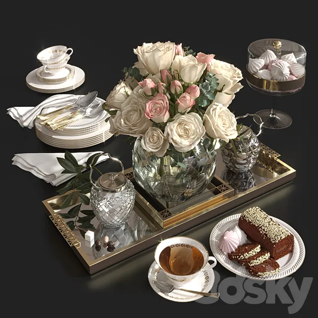 Roses and tea. 3D Model
