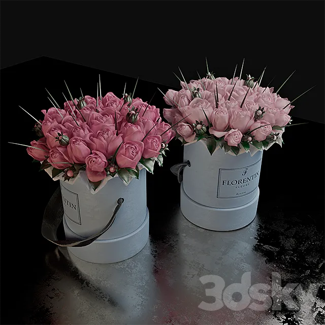Roses in a gift box 3DModel Roses in a gift box 3DModel