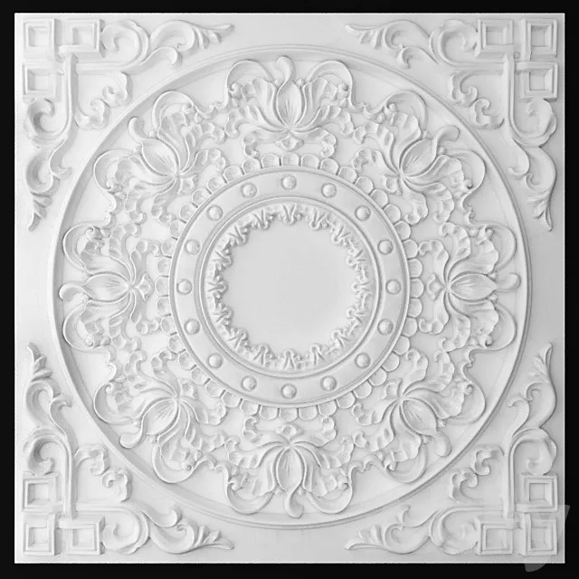 Rosette pattern carving ceiling. 3D Model