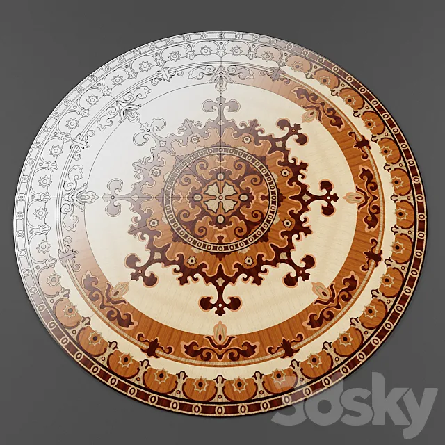 Rosette wood round 3D Model Rosette wood round 3D Model