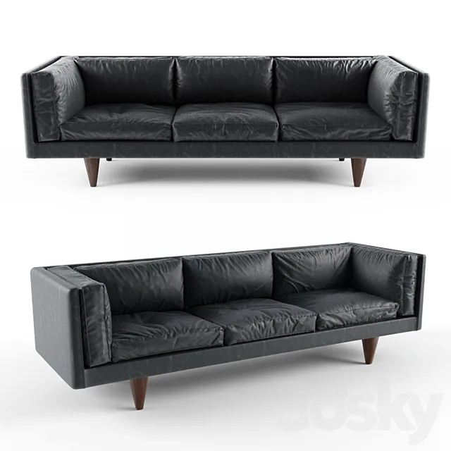 Rosewood and Original Black Leather Sofa by Illum Wikkelsø 3DModel Rosewood and Original Black Leather Sofa by Illum Wikkelsø 3DModel