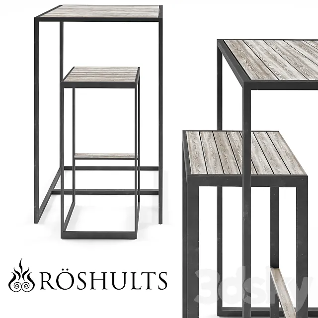 Roshults Garden Bar Table Set 3D Model Roshults Garden Bar Table Set 3D Model