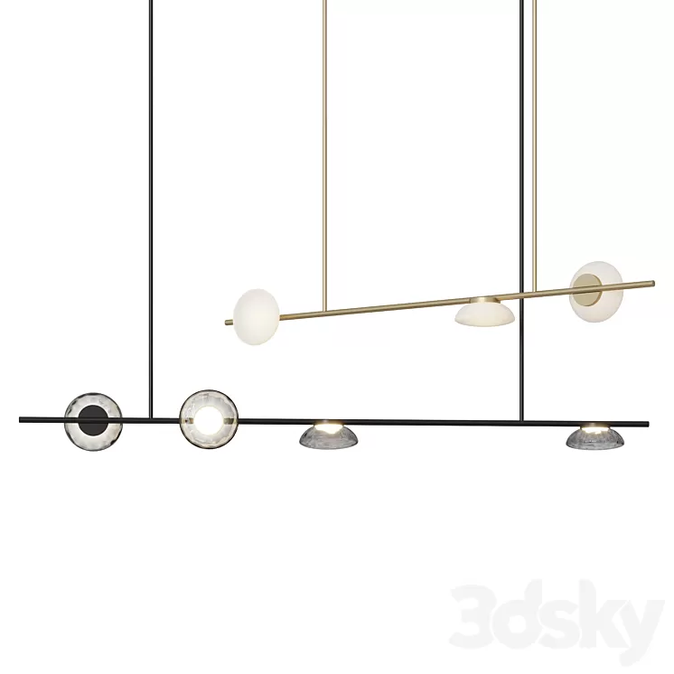 Ross Gardam Ceto Horizontal Chandelier Double 3D Model Ross Gardam Ceto Horizontal Chandelier Double 3D Model