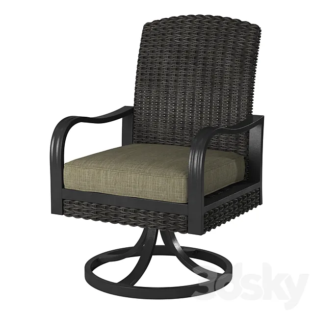 Rotary Metal Leg Swing Rattan Arm Chair 3DModel Rotary Metal Leg Swing Rattan Arm Chair 3DModel