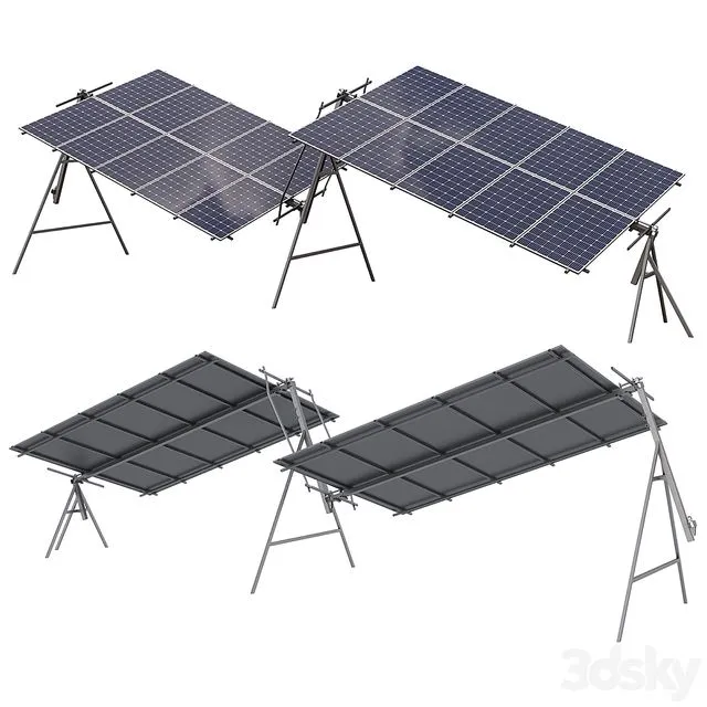 Rotary Solar Panel Power Plant 3D Model Rotary Solar Panel Power Plant 3D Model