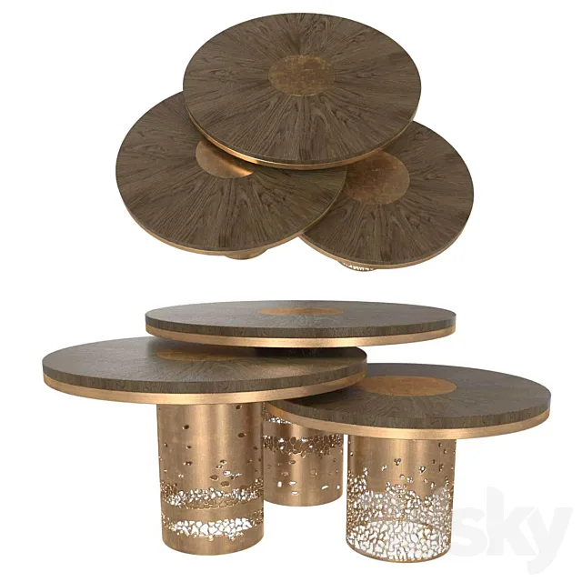 Round alem luxury handmade coffee table deniz tunc design 3D Model