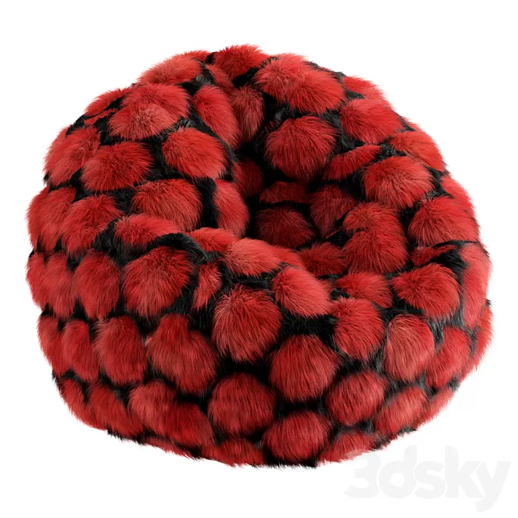Round bean bag fur 3D Model Round bean bag fur 3D Model