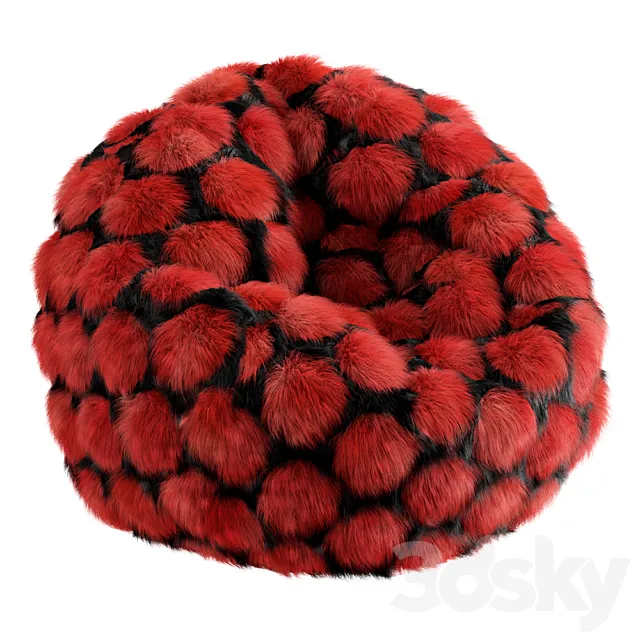 Round bean bag fur 3DModel Round bean bag fur 3DModel