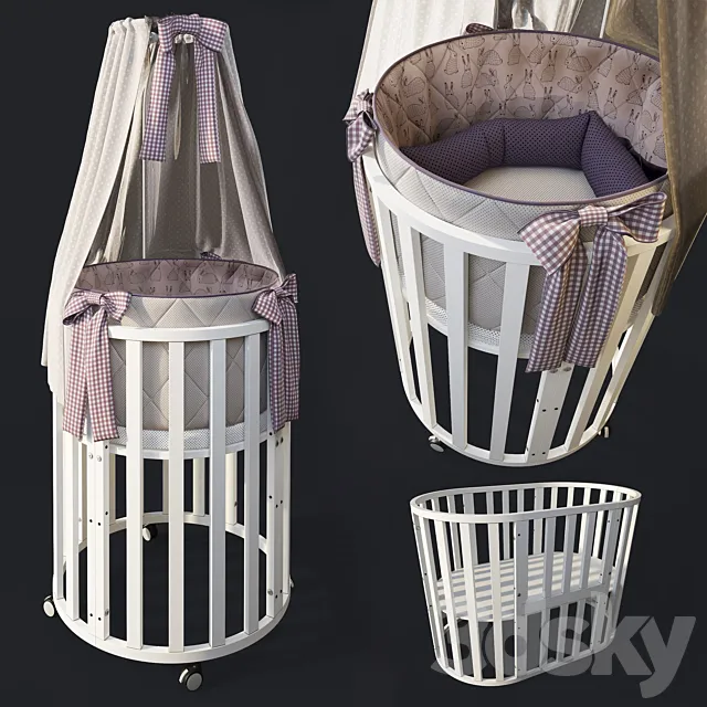 Round bed _ transformer cradle “Letto Bambini Elegante” 3D Model Round bed _ transformer cradle “Letto Bambini Elegante” 3D Model