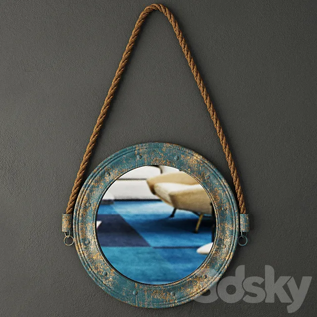 Round Blue Metal Mirror _ ZARA HOME 3D Model Round Blue Metal Mirror _ ZARA HOME 3D Model