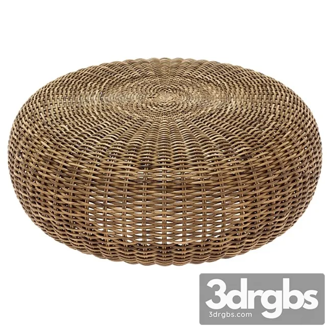 Round Braided Rattan Pouf California 3D Model Download